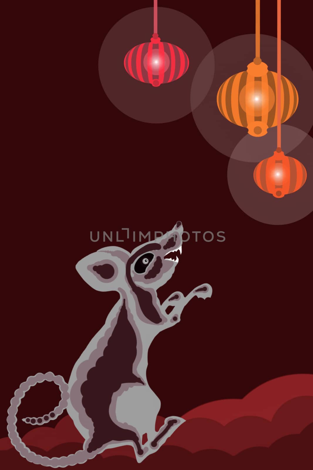 Rat rejoices at light of Chinese lights, associated with new year 's onset