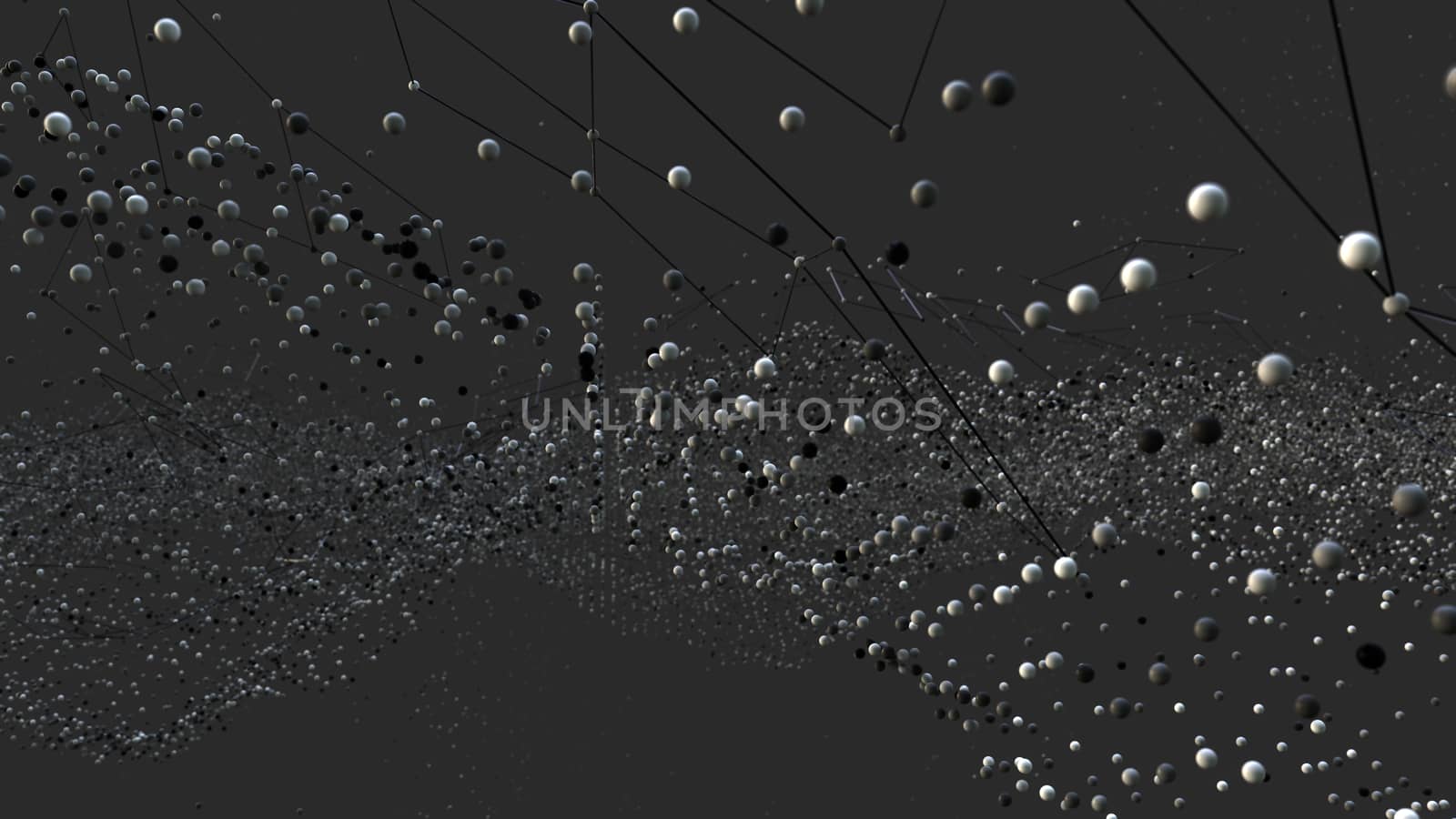 Abstract digital background with cybernetic particles. 3D illustration