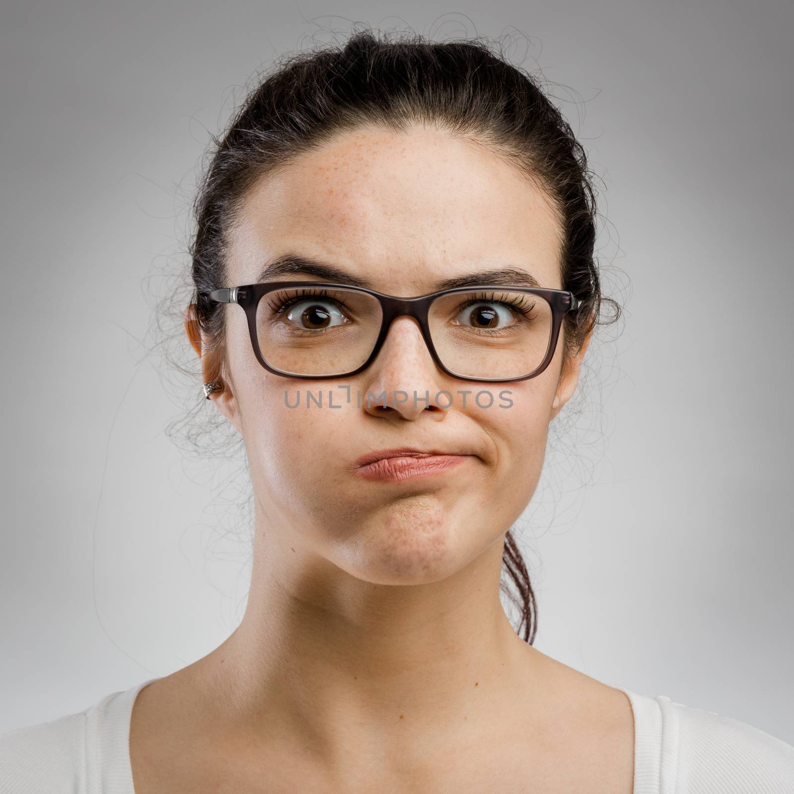 Cute portrait of a woman making a silly face