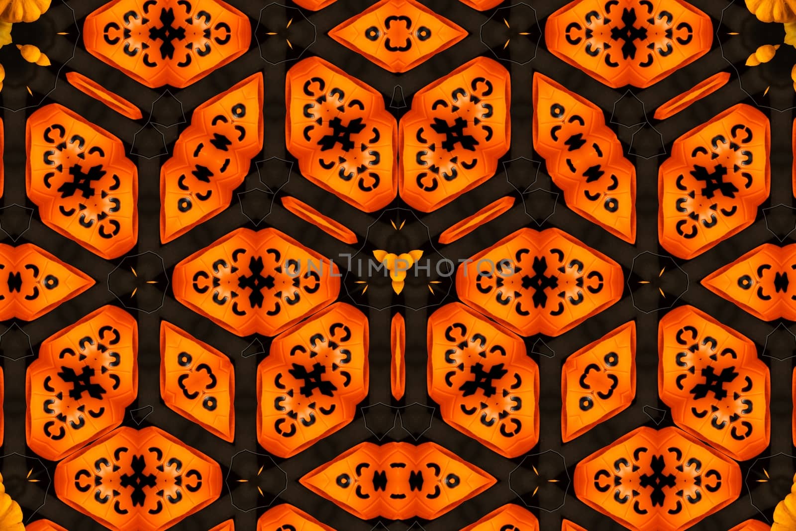 The abstract multicolor texture strange kaleidoscope background with orange and black color