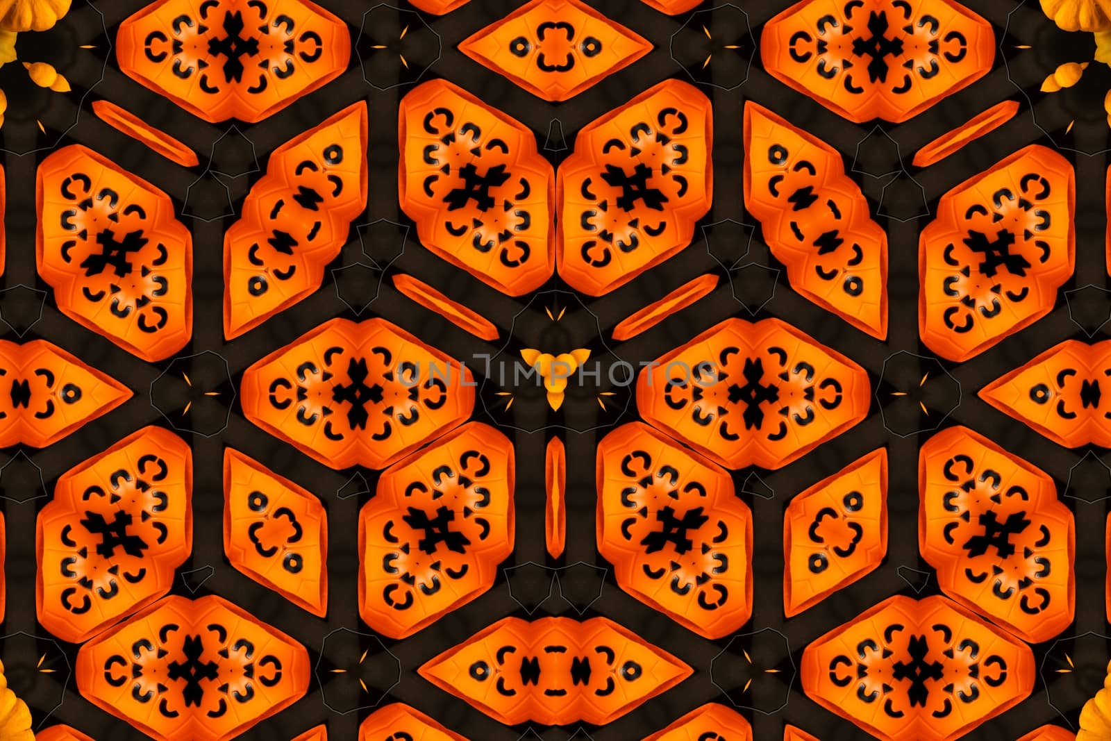 The abstract multicolor texture strange kaleidoscope background with orange and black color