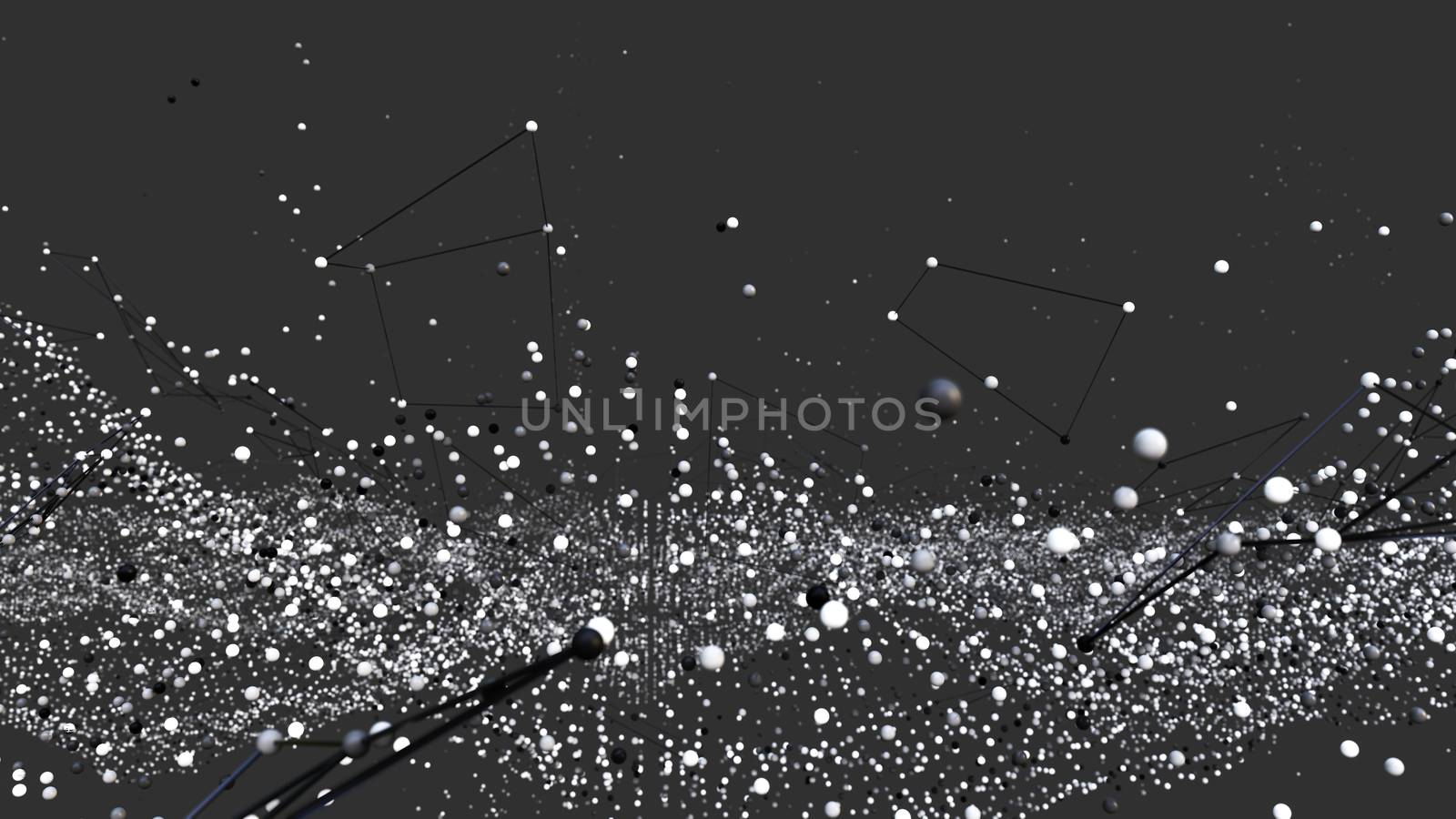 Abstract digital background with cybernetic particles. 3D illustration