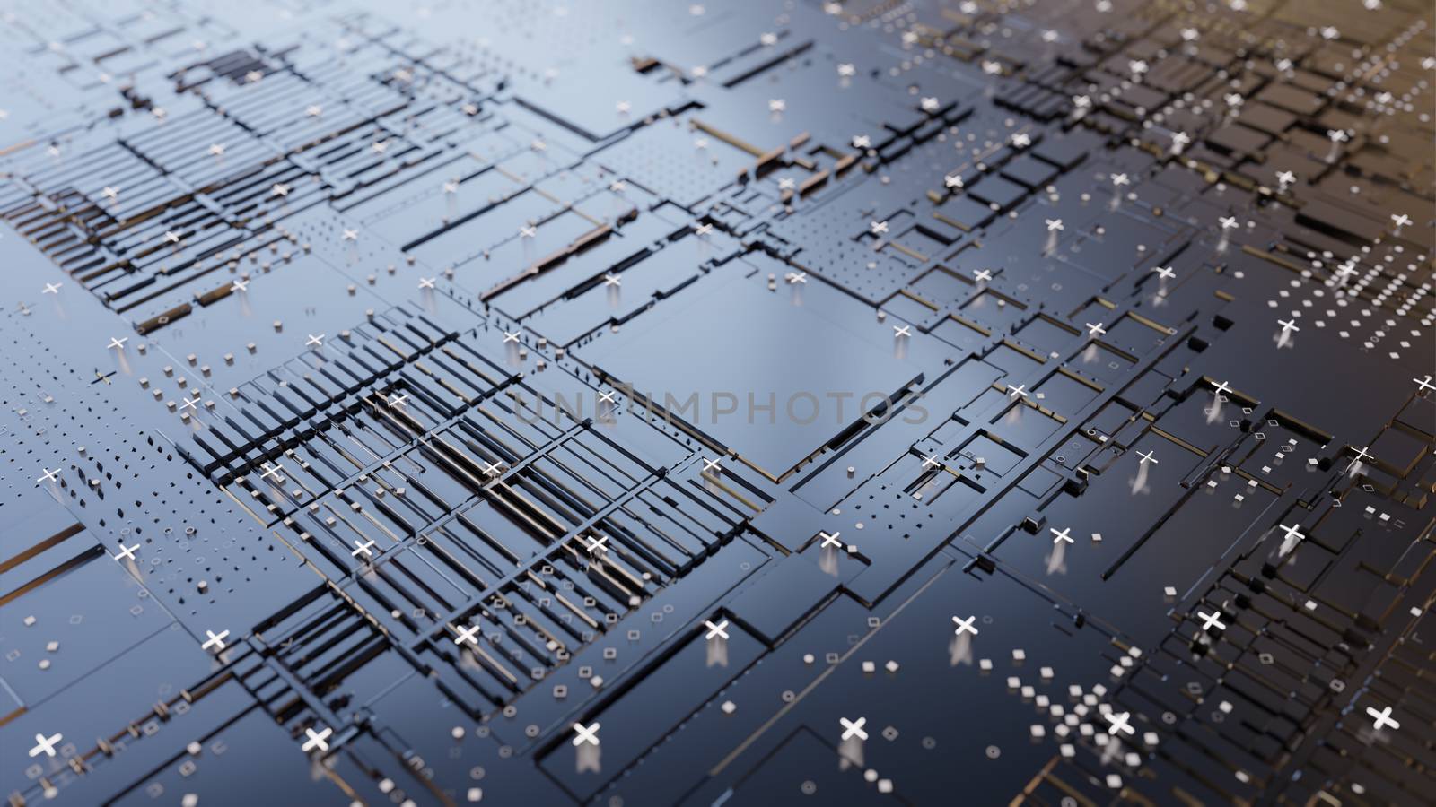 Abstract Central Computer Processors Concept. 3D illustration by cherezoff