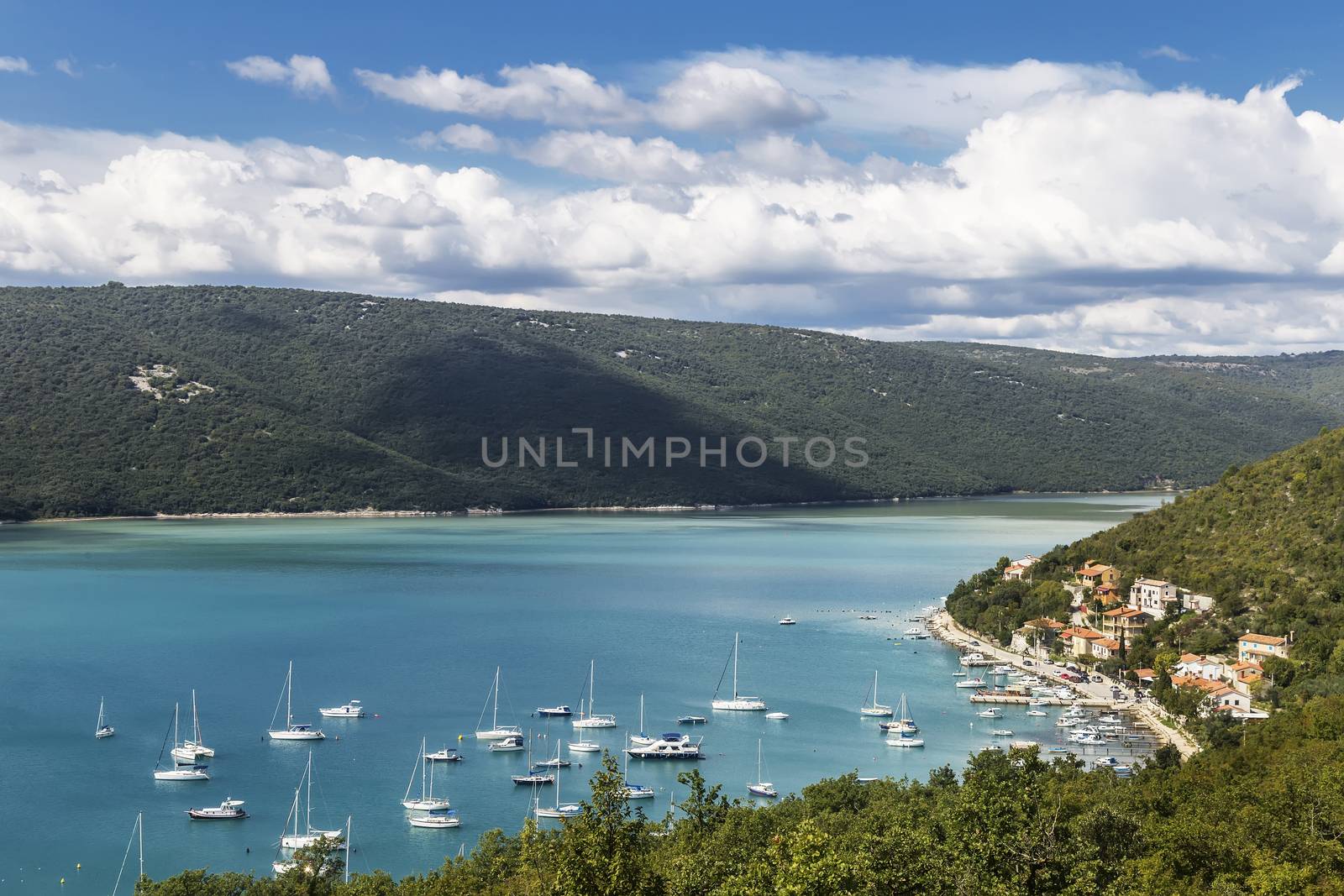 An aerial view of Trget, Istria, Croatia