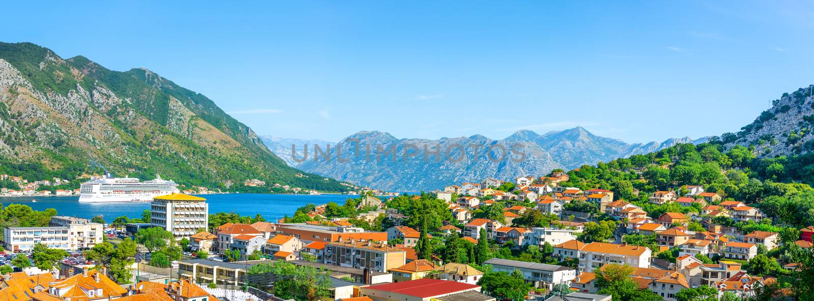 Kotor Bay. Top view at bay Kotor, Montenegro