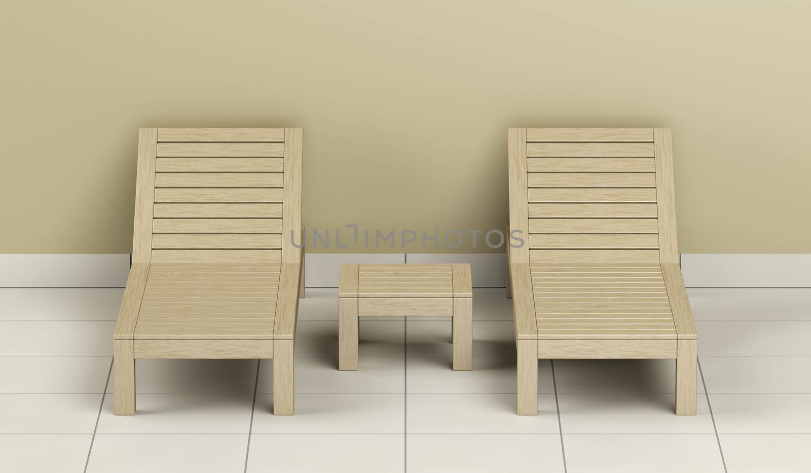 Wooden sun loungers and table by magraphics