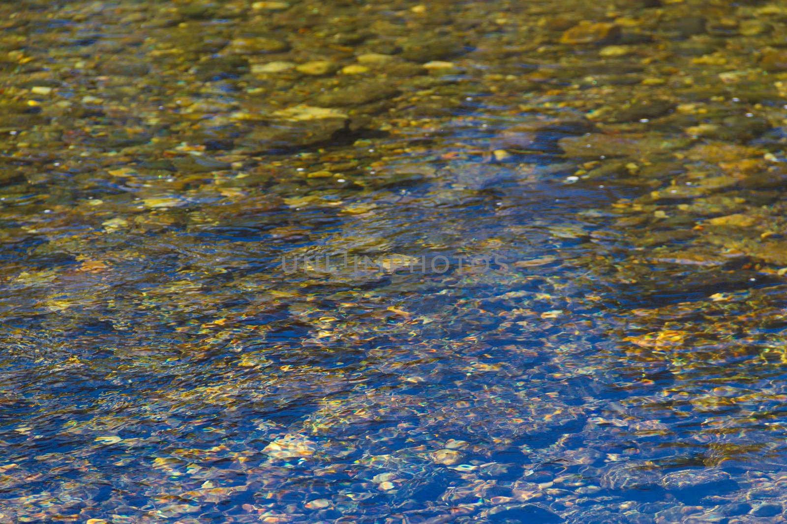 water texture background running over the stones