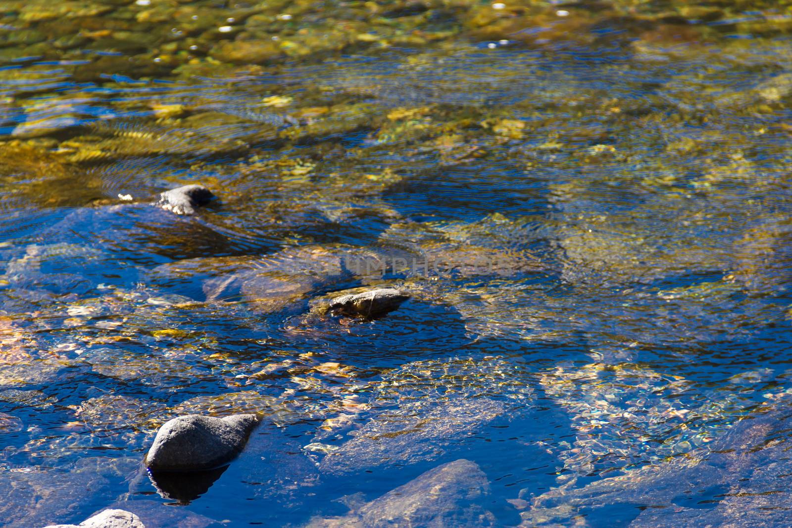 water texture background running over the stones