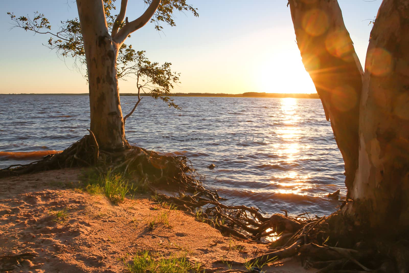 sunset on the sandy beaches of the Uruguay River