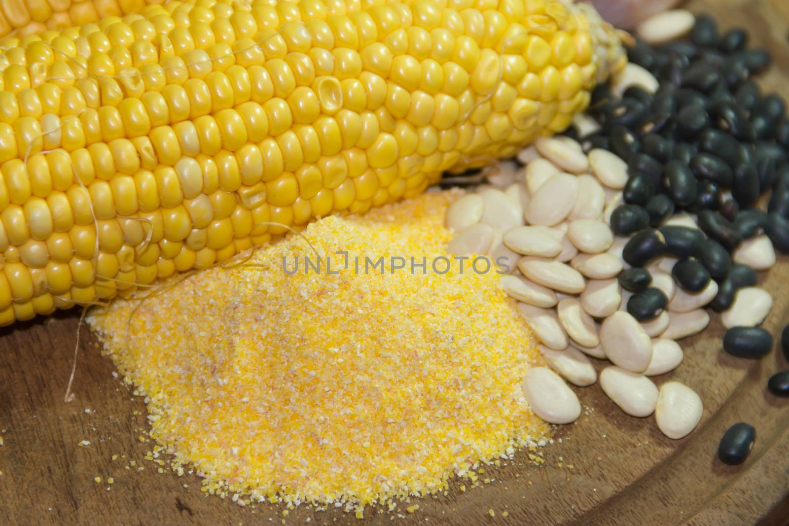 corn meal with avocado and other Mexican food ingredients
