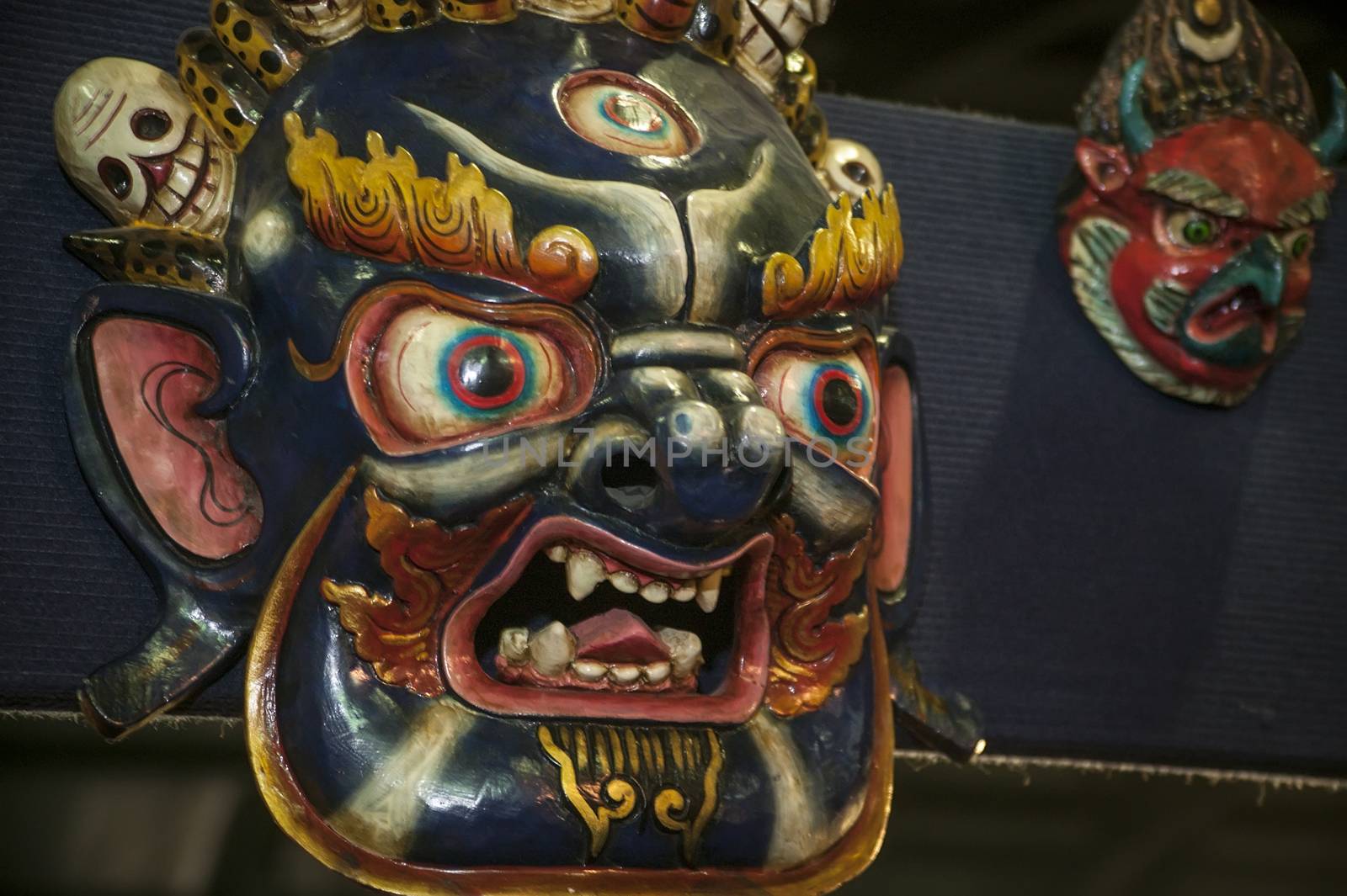 Traditional blue oriental culture mask by pippocarlot