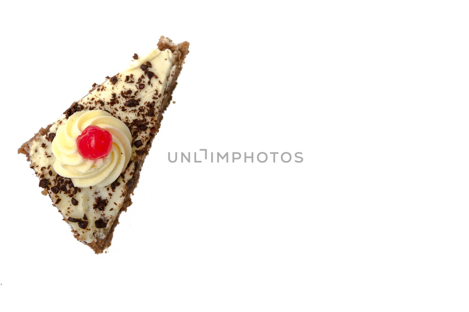 portion of cake isolated on white background top view