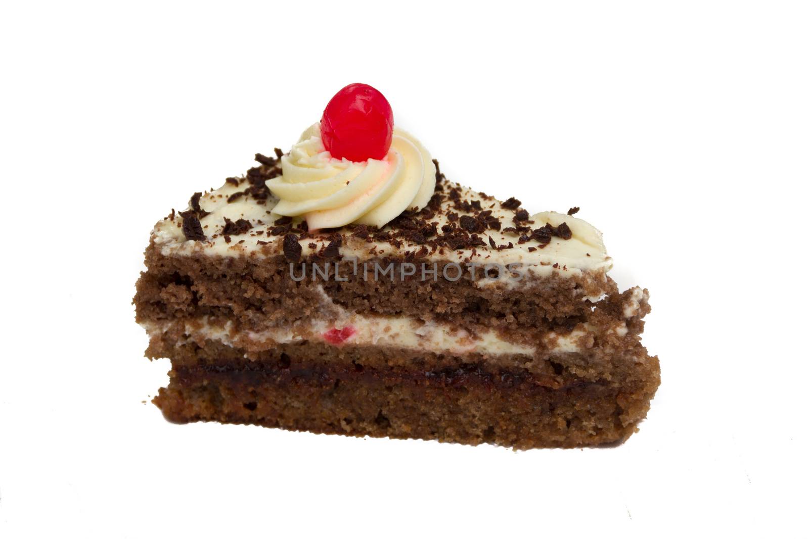 portion of cake isolated on white background