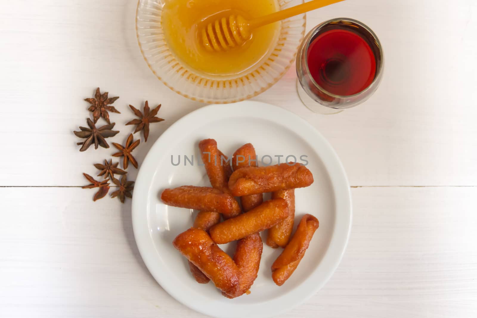 pestiños with honey anis and oporto typical gastronomy of andalucia