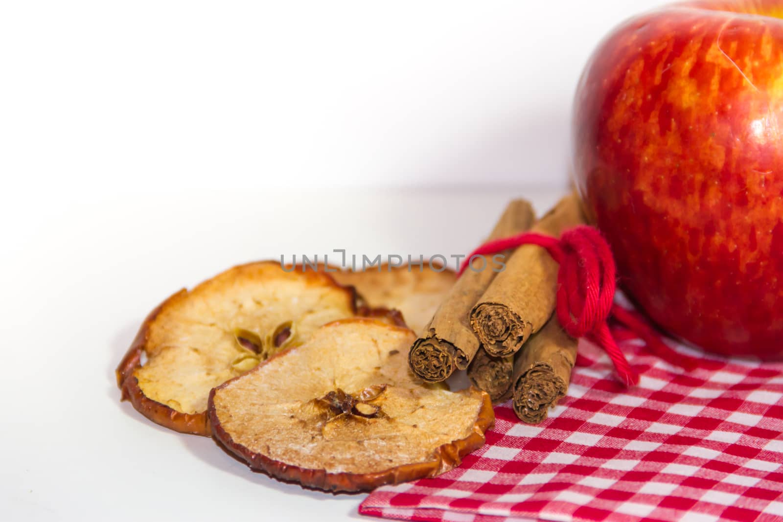 ingredients for red apple cake and cinnamon