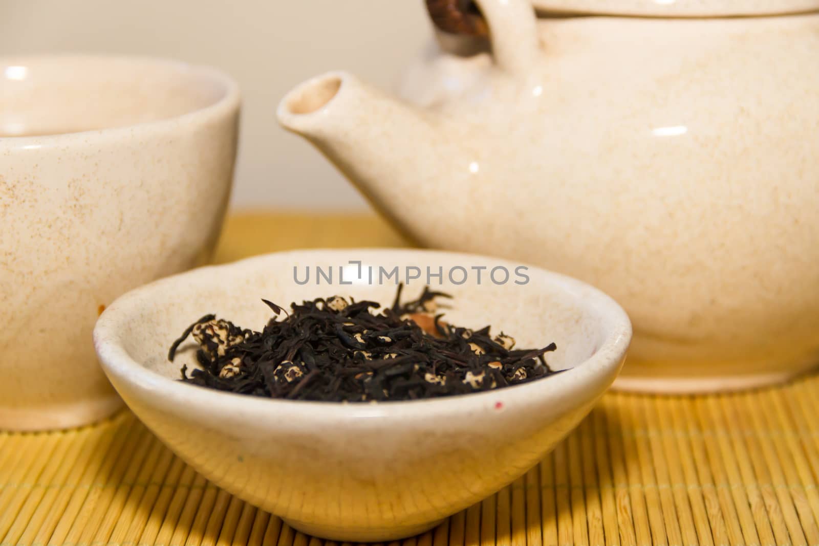 hot chinese tea served on the table