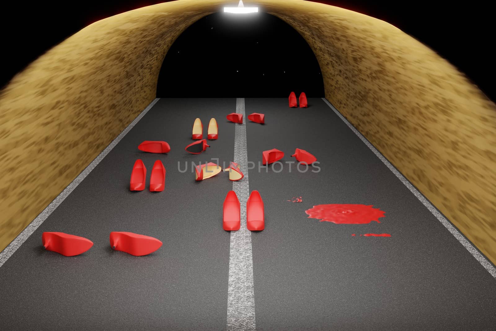 3d illustration of red shoes against violence on women by giuseppe_capellupo