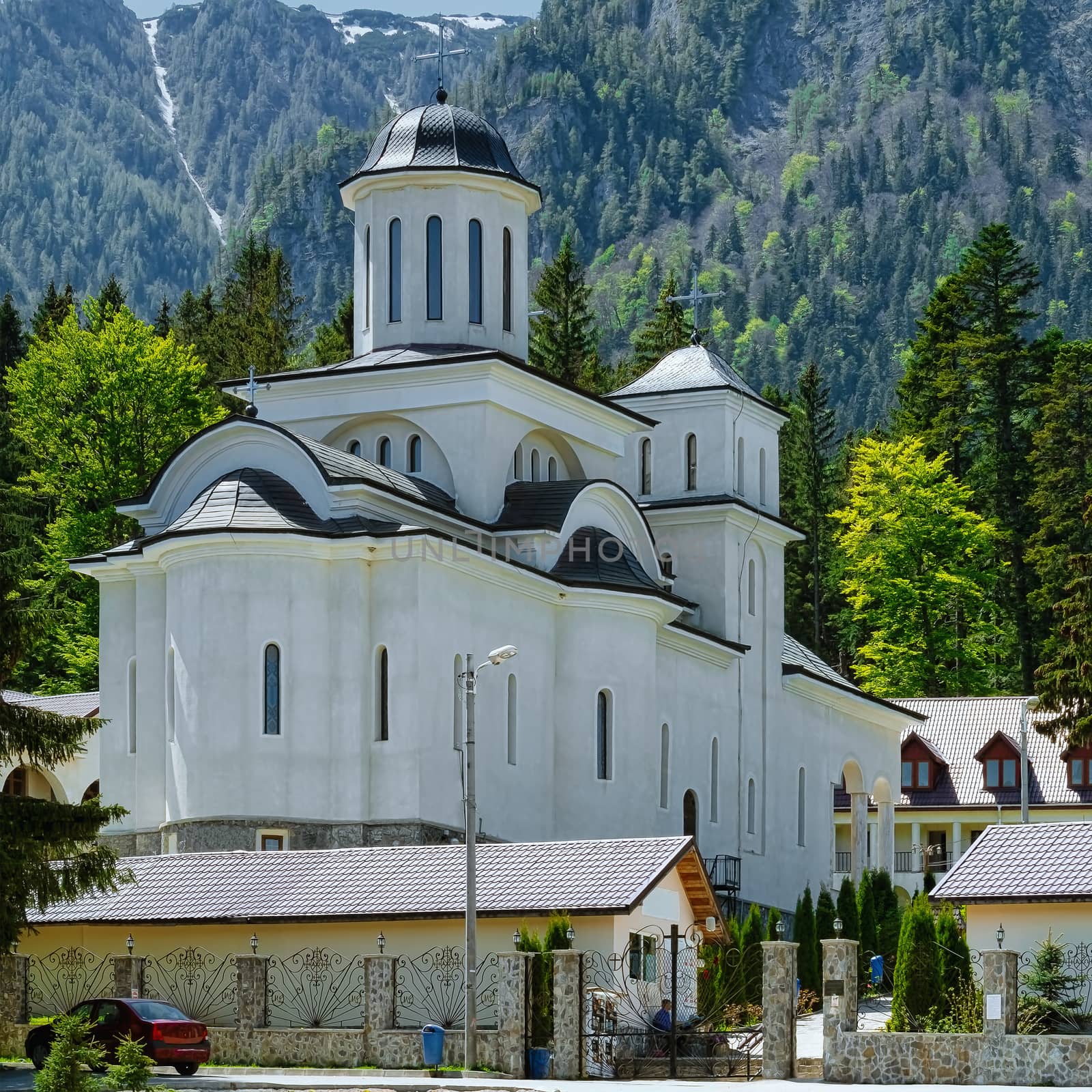 Caraiman Monastery Church at the Foot of the Bucegi Mountains 
