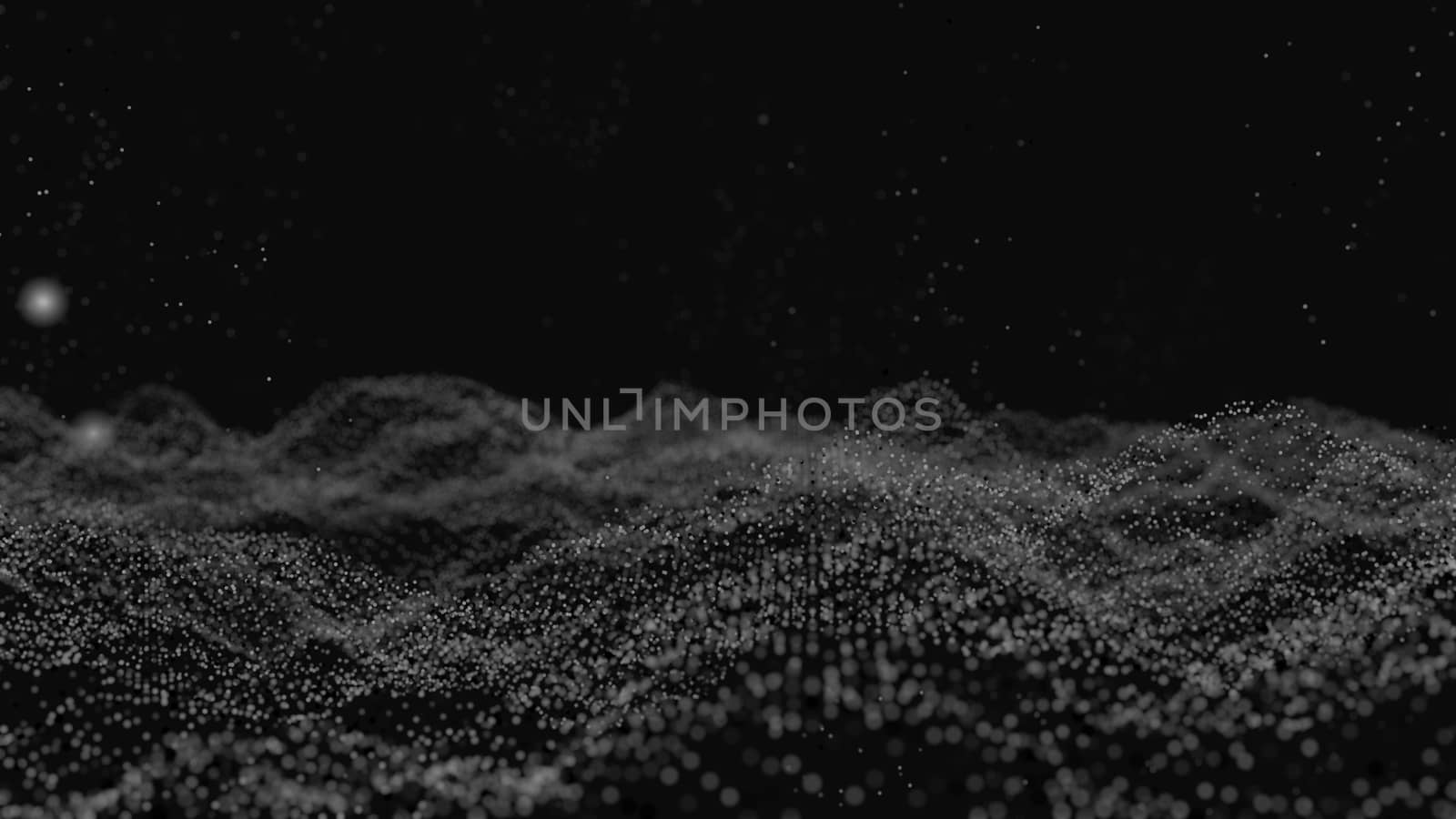 Abstract digital background with cybernetic particles. 3D illustration