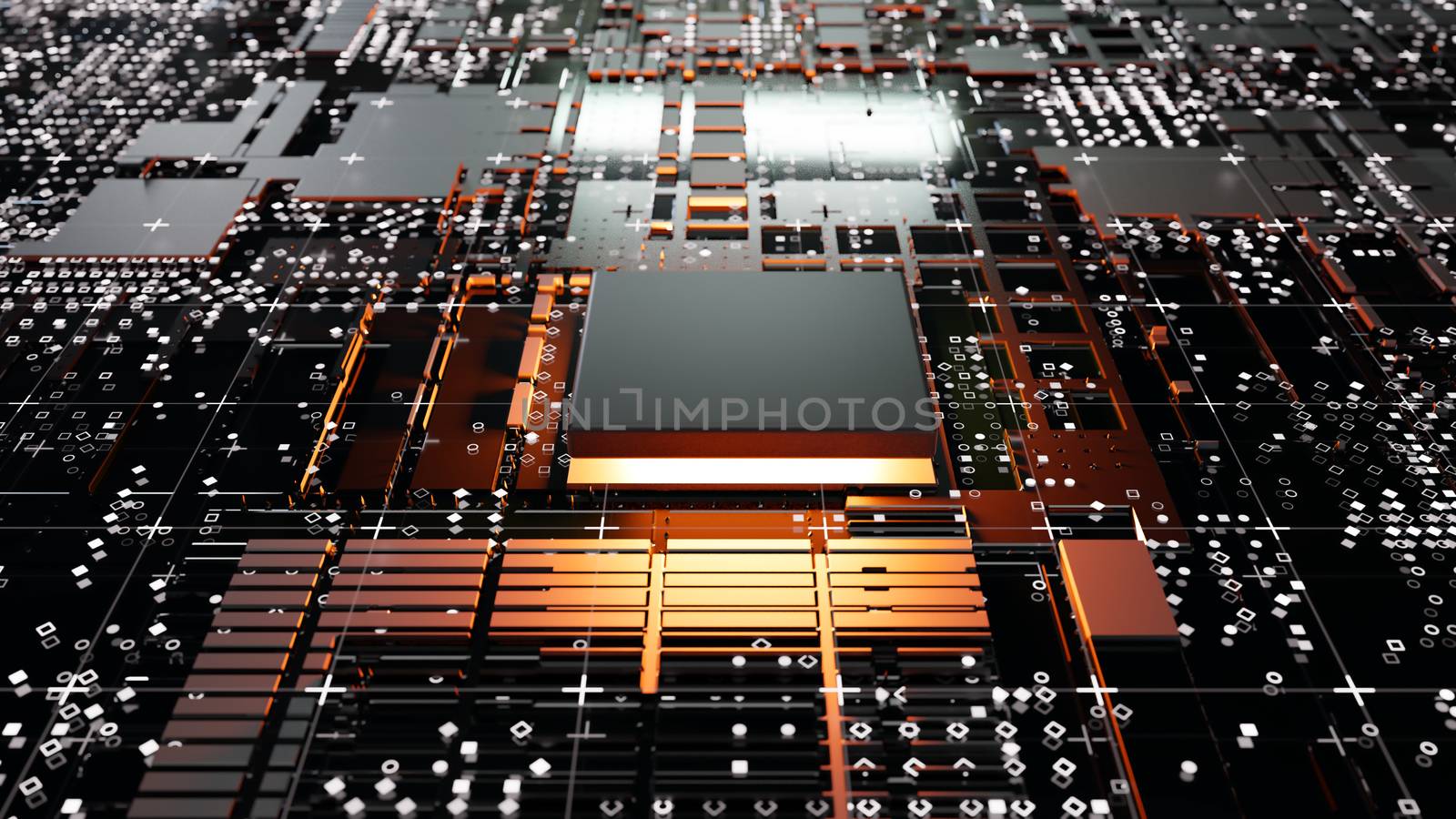 Abstract Central Computer Processors Concept. 3D illustration by cherezoff