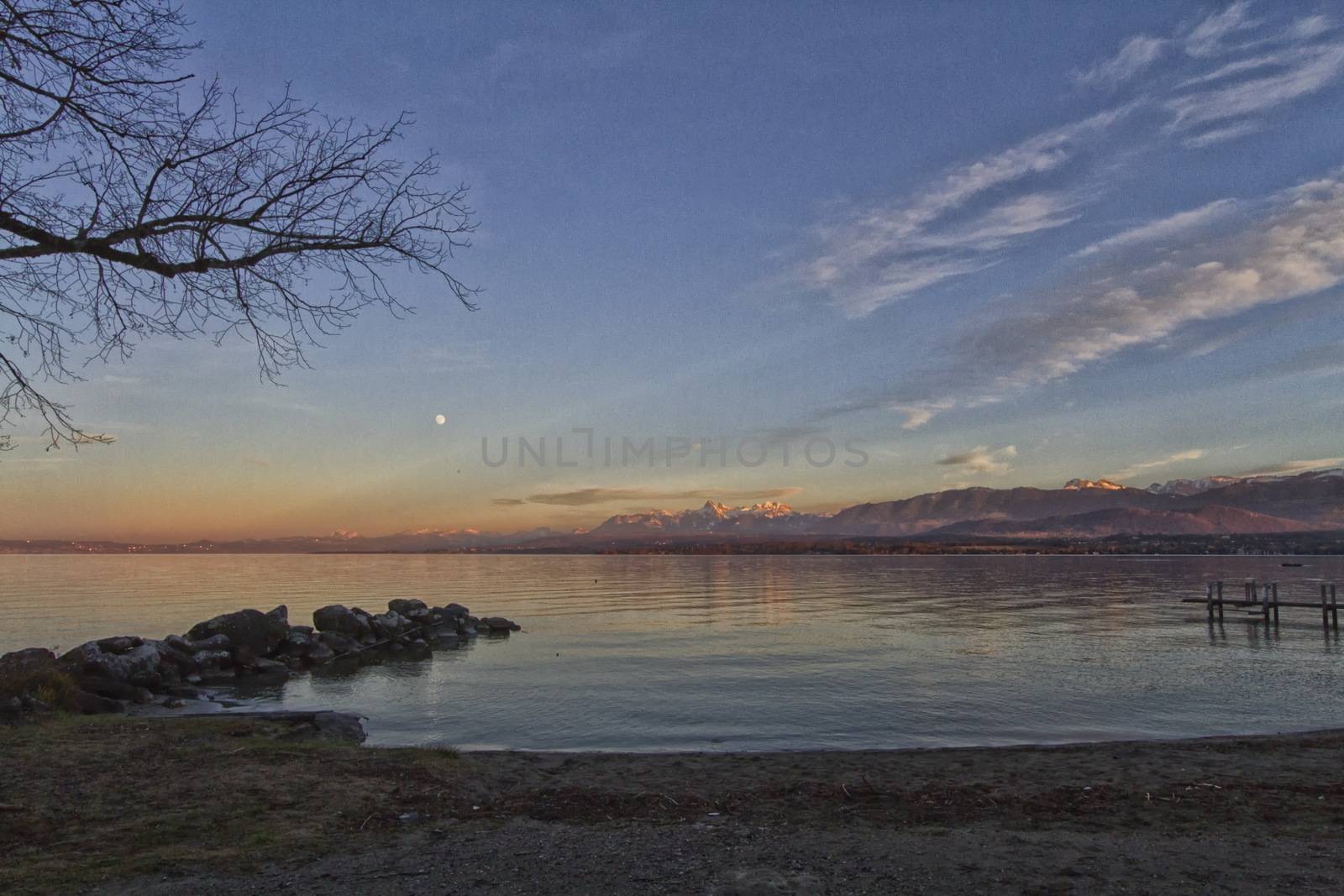 Very nice view from the beach Excenevex in France by mariephotos