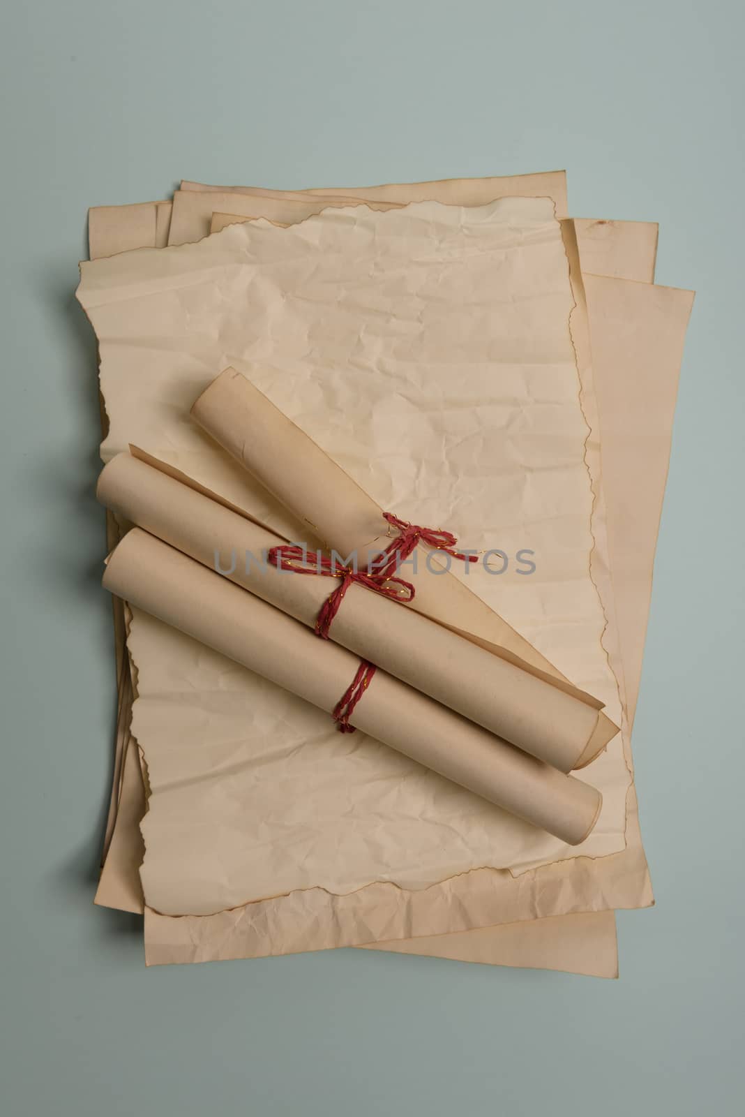 old tied up letters, view from above.
