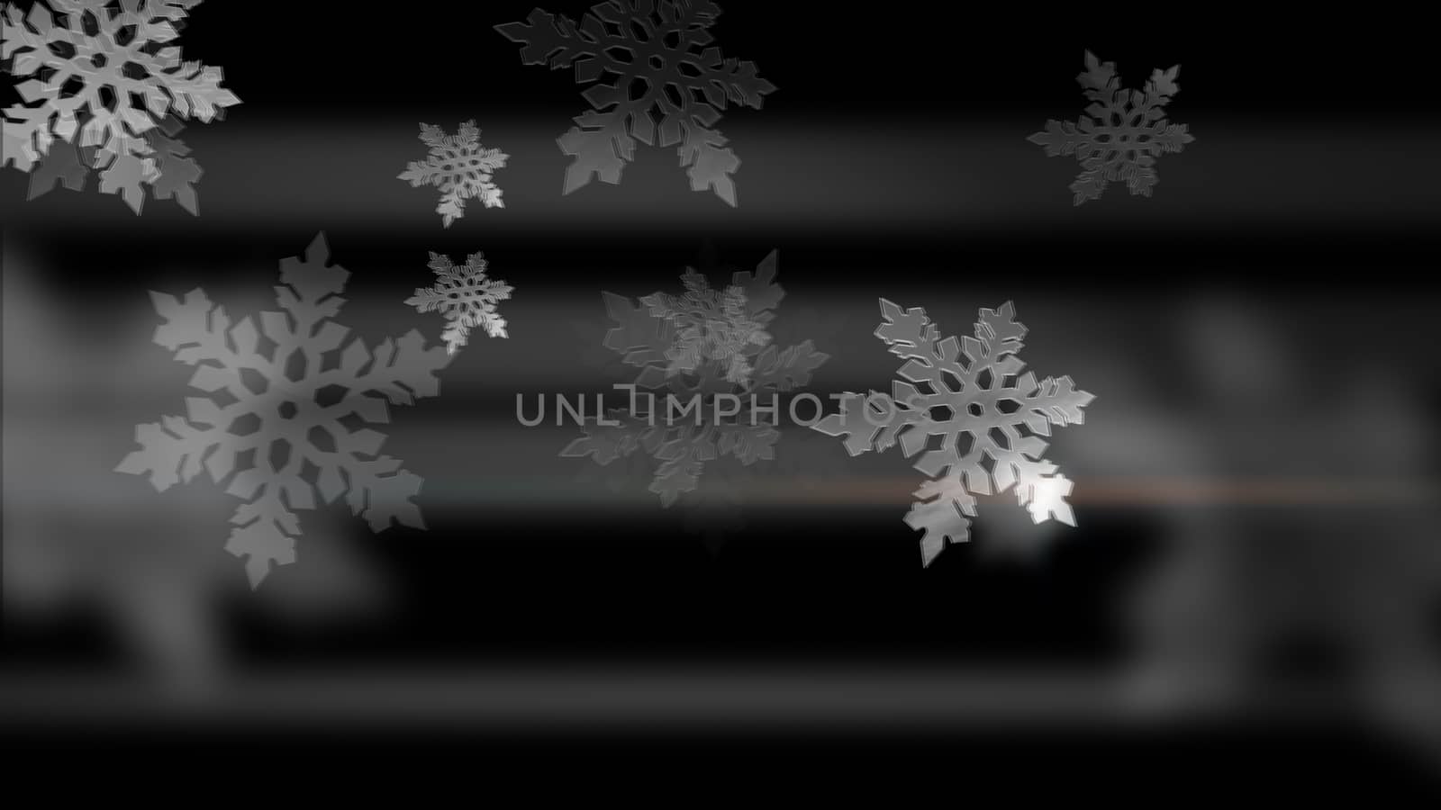 White snowflakes animation on the black backdrop. Merry Christmas! Happy New Year!