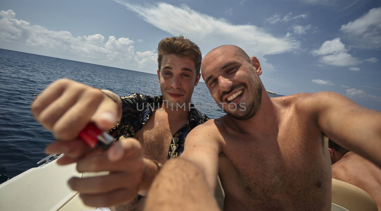 Guys on summer vacation in Sardinia