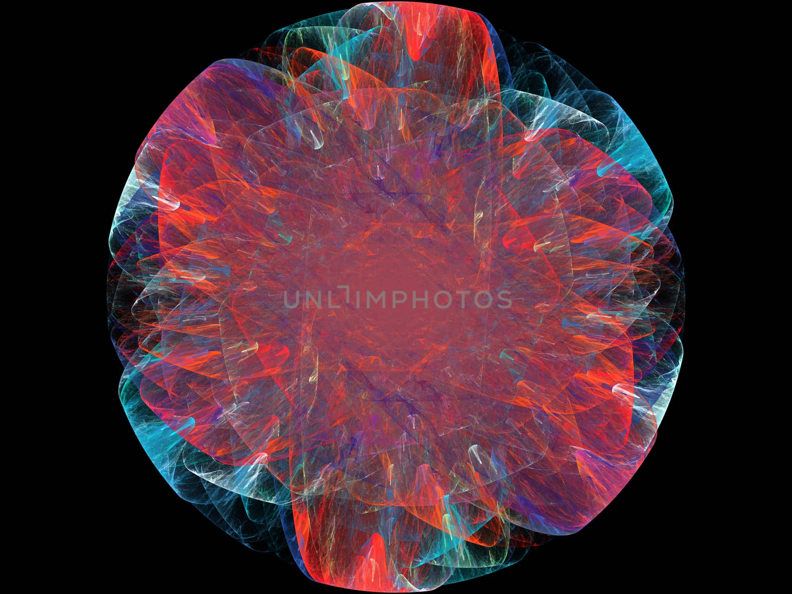 Multicolored bright fractal plasma ball in sky, computer generated abstract background by Sem007