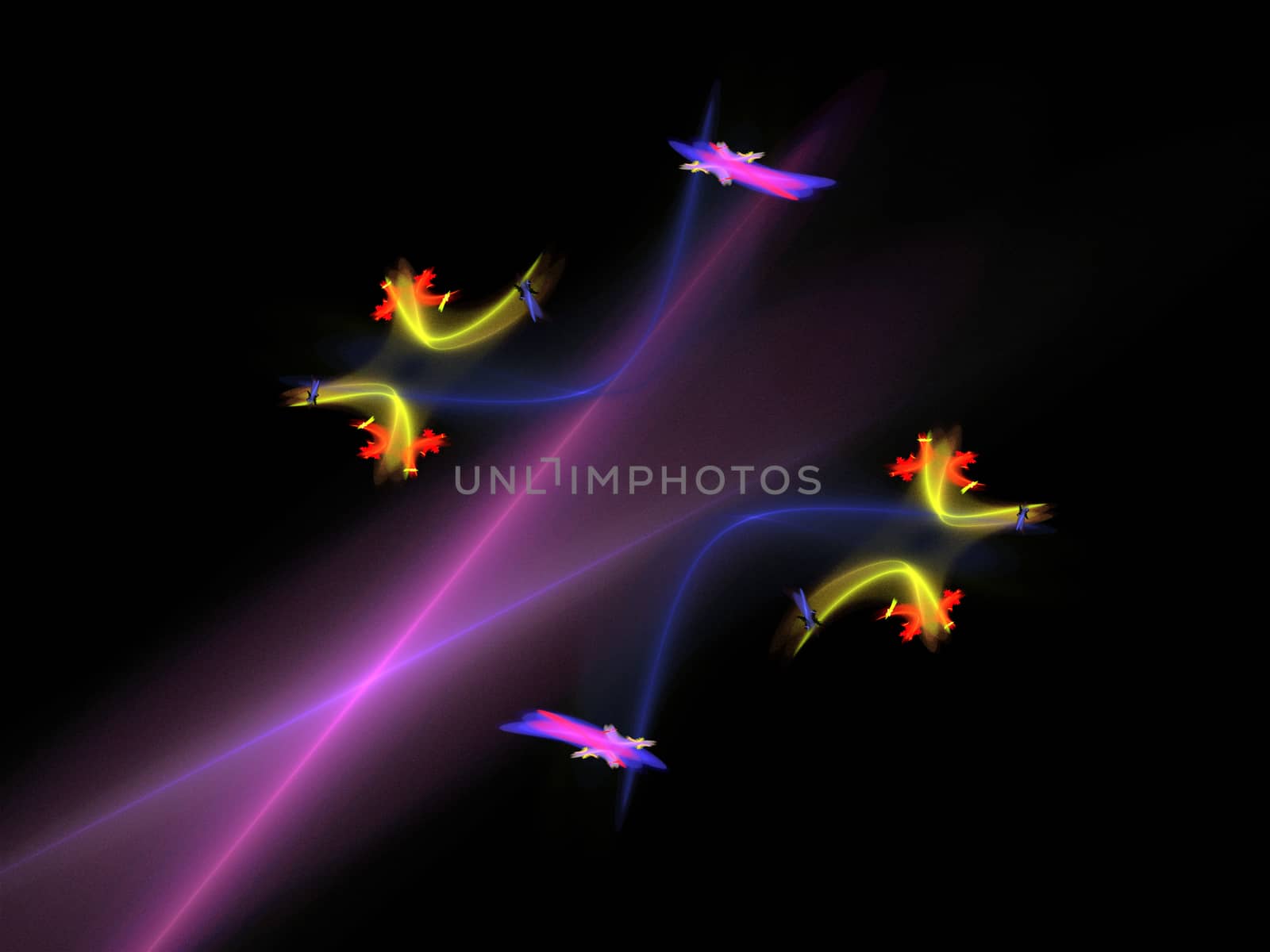 Multicolored bright plasma rays in sky, computer generated abstract background by Sem007