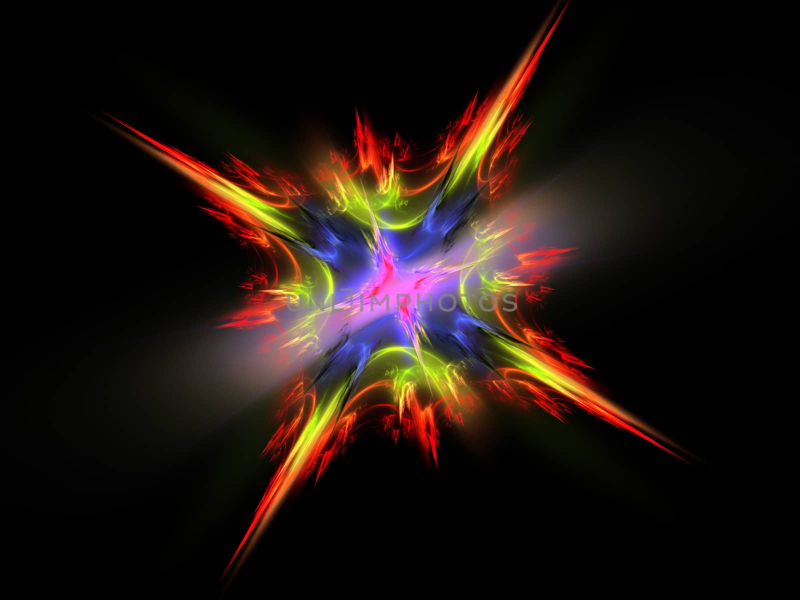 Fractal Star Burst On Black Background by Sem007