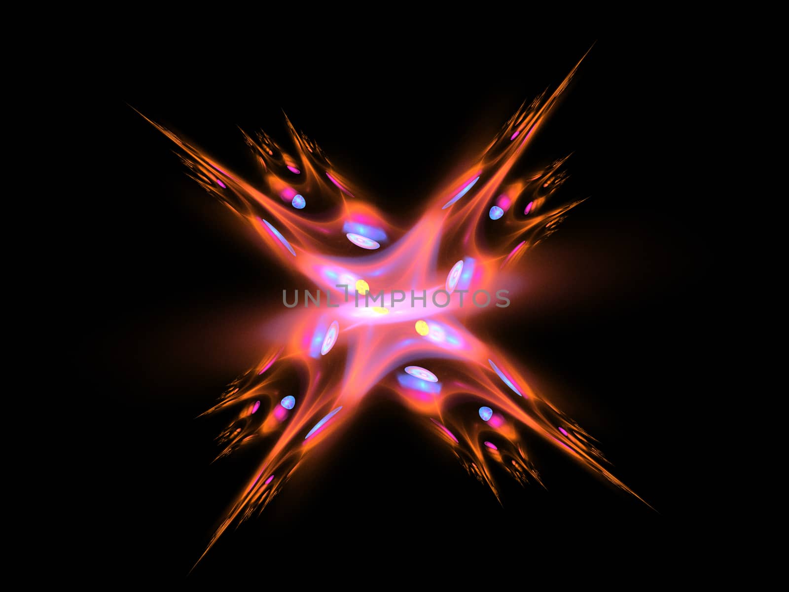 Fractal Star Burst On Black Background by Sem007