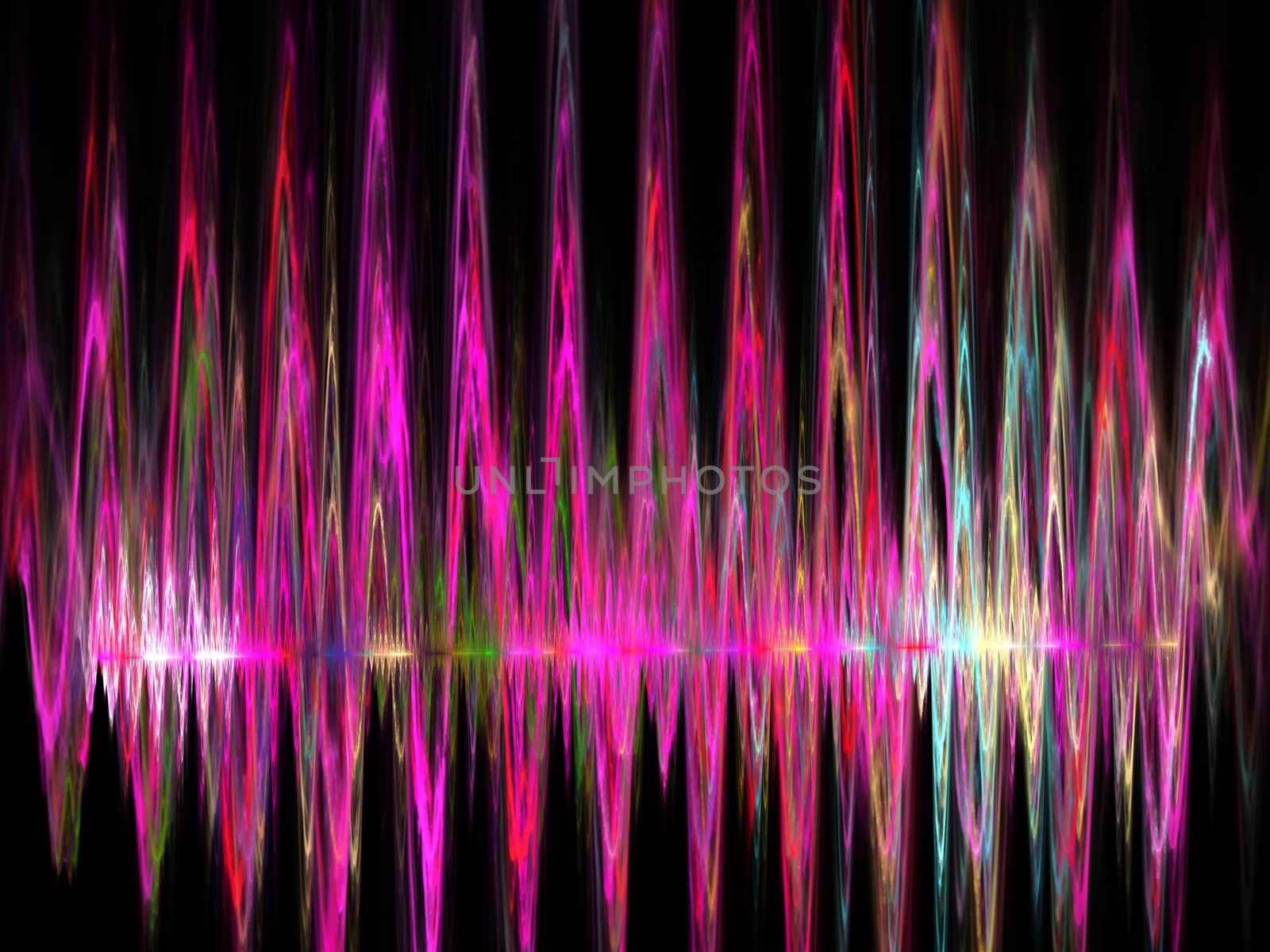 Multicolored bright plasma rays in sky, computer generated abstract background by Sem007