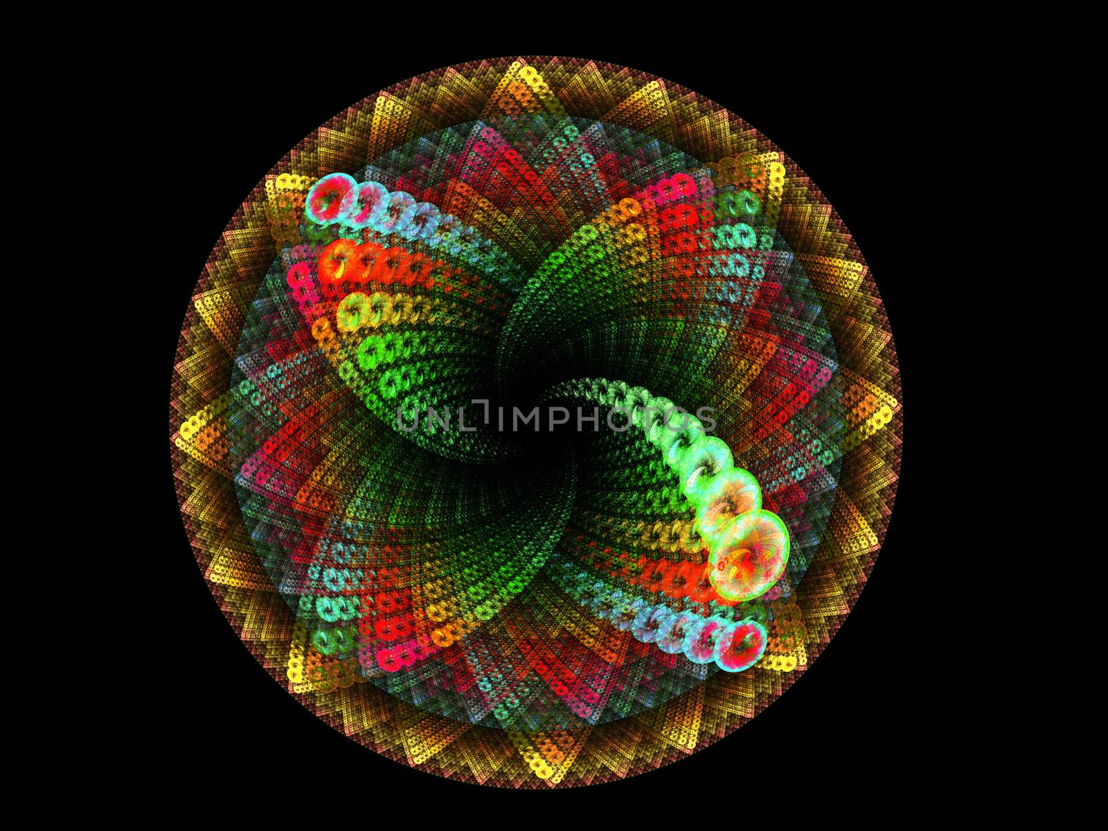 Multicolor beautiful fractal mandala flower. Computer generated graphics by Sem007