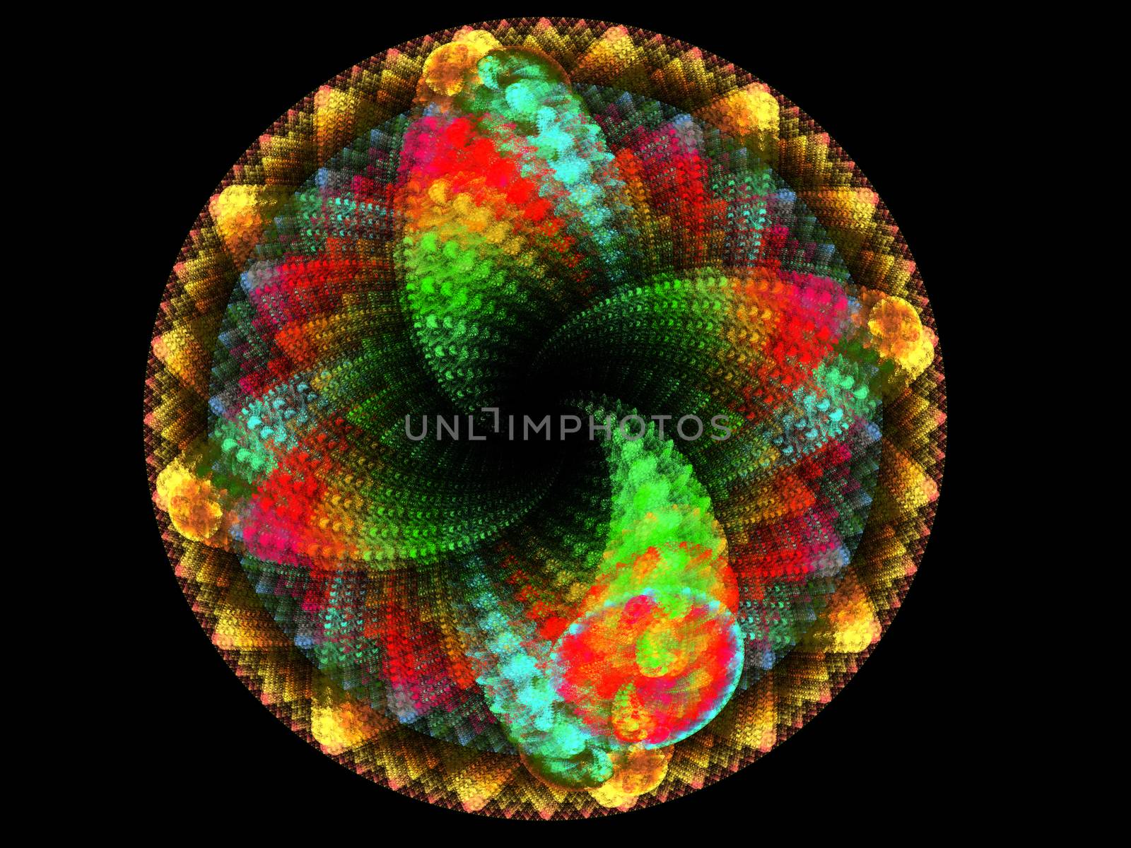 Multicolor beautiful fractal mandala flower. Computer generated graphics by Sem007