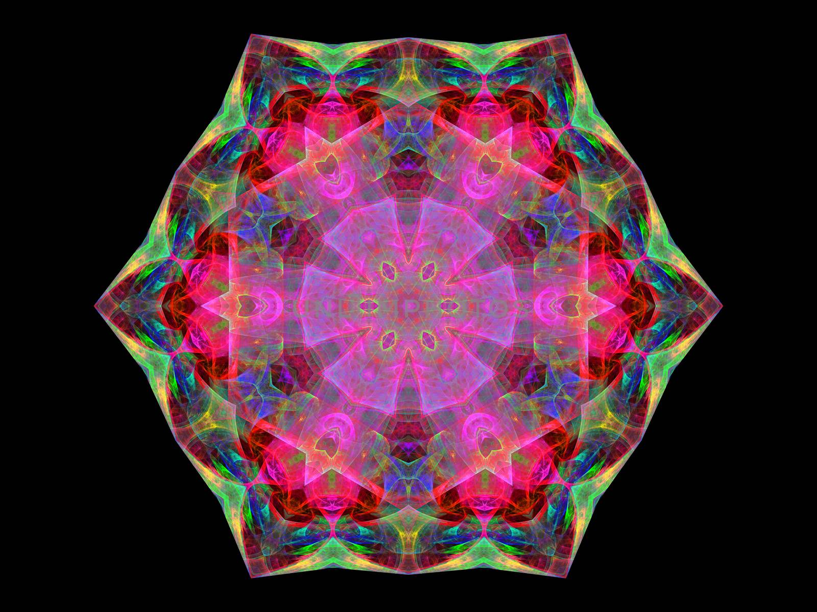 Multicolor beautiful fractal mandala flower. Computer generated graphics by Sem007