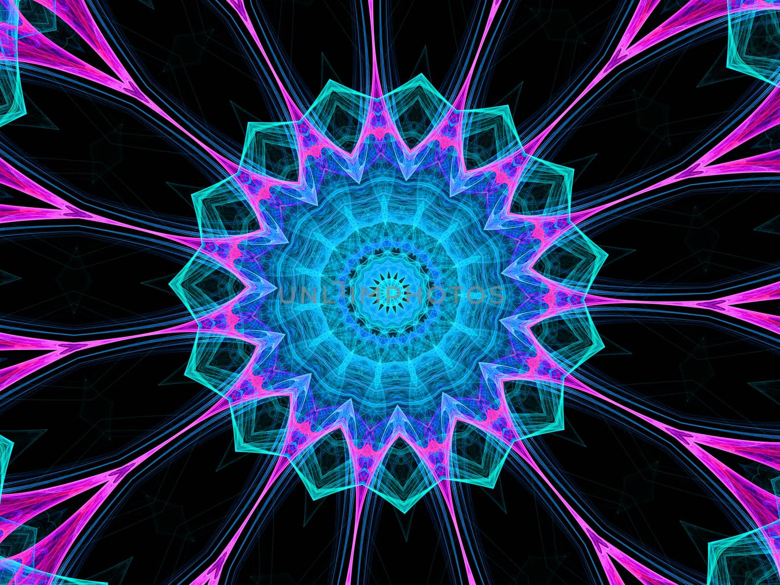 Multicolor beautiful fractal flower. Computer generated graphics by Sem007