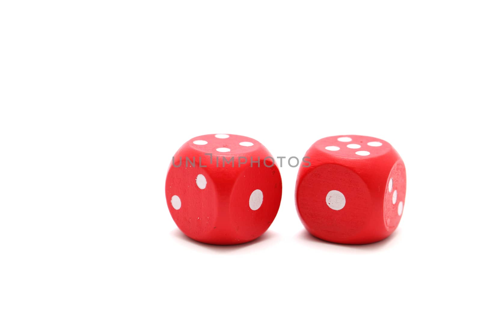 red dices on a white background