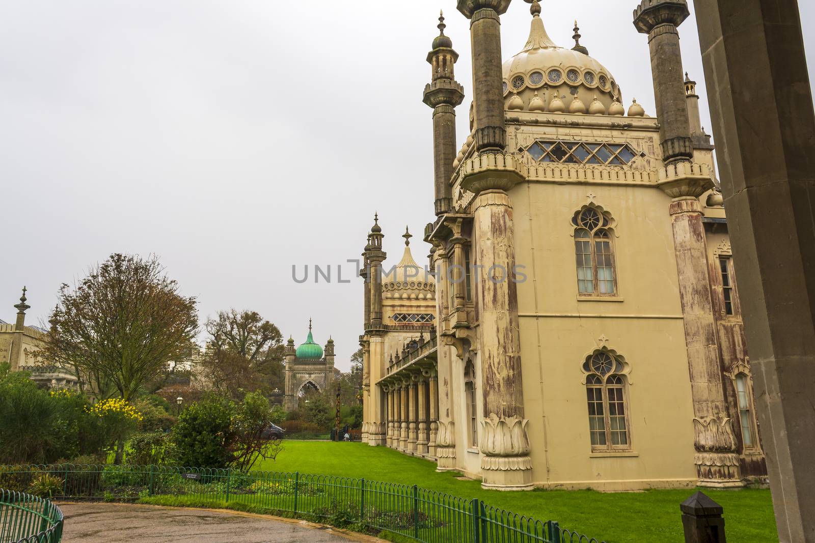 Historic Royal pavillion in Brighton, England. The Royal Pavilion, also known as the Brighton Pavilion, is a former royal residence located in Brighton, England.