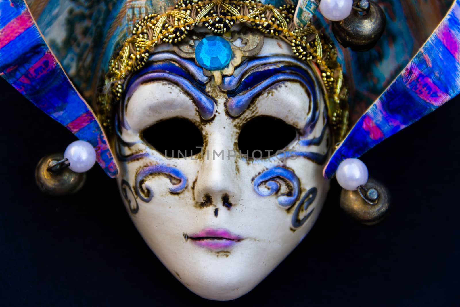 typical masks of the traditional venice carnival