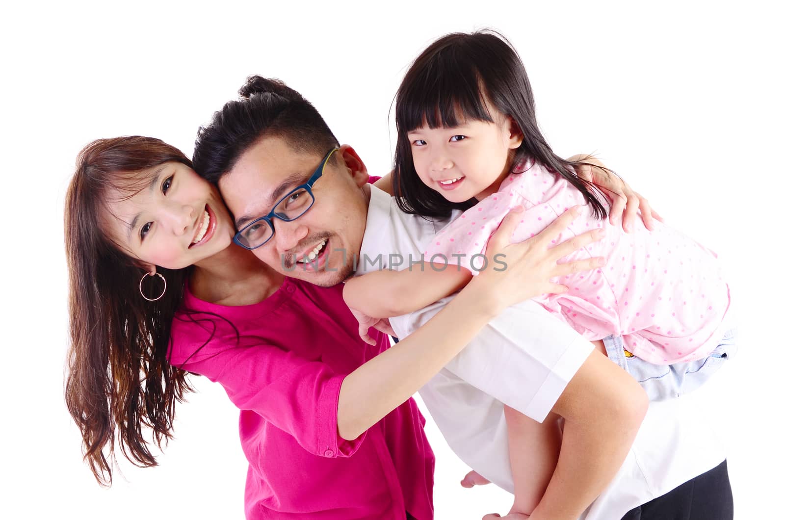 Indoor portrait of beautiful asian family