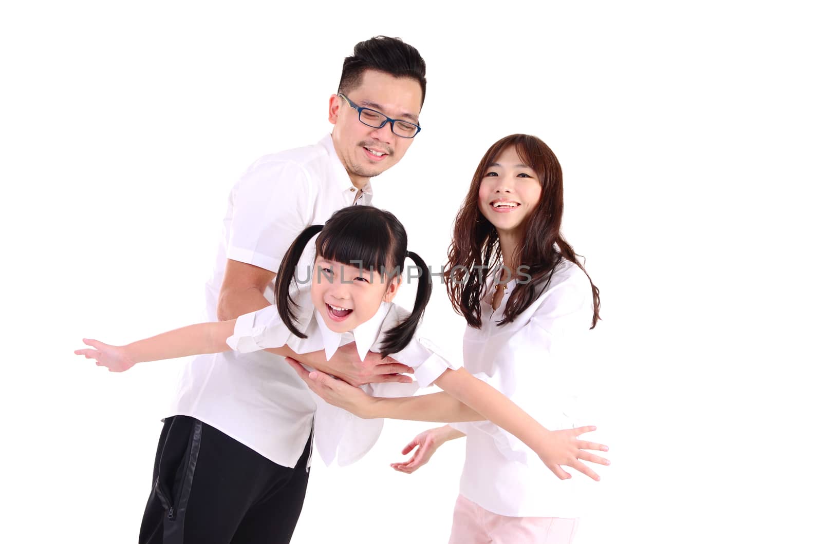 Indoor portrait of a happy asian family