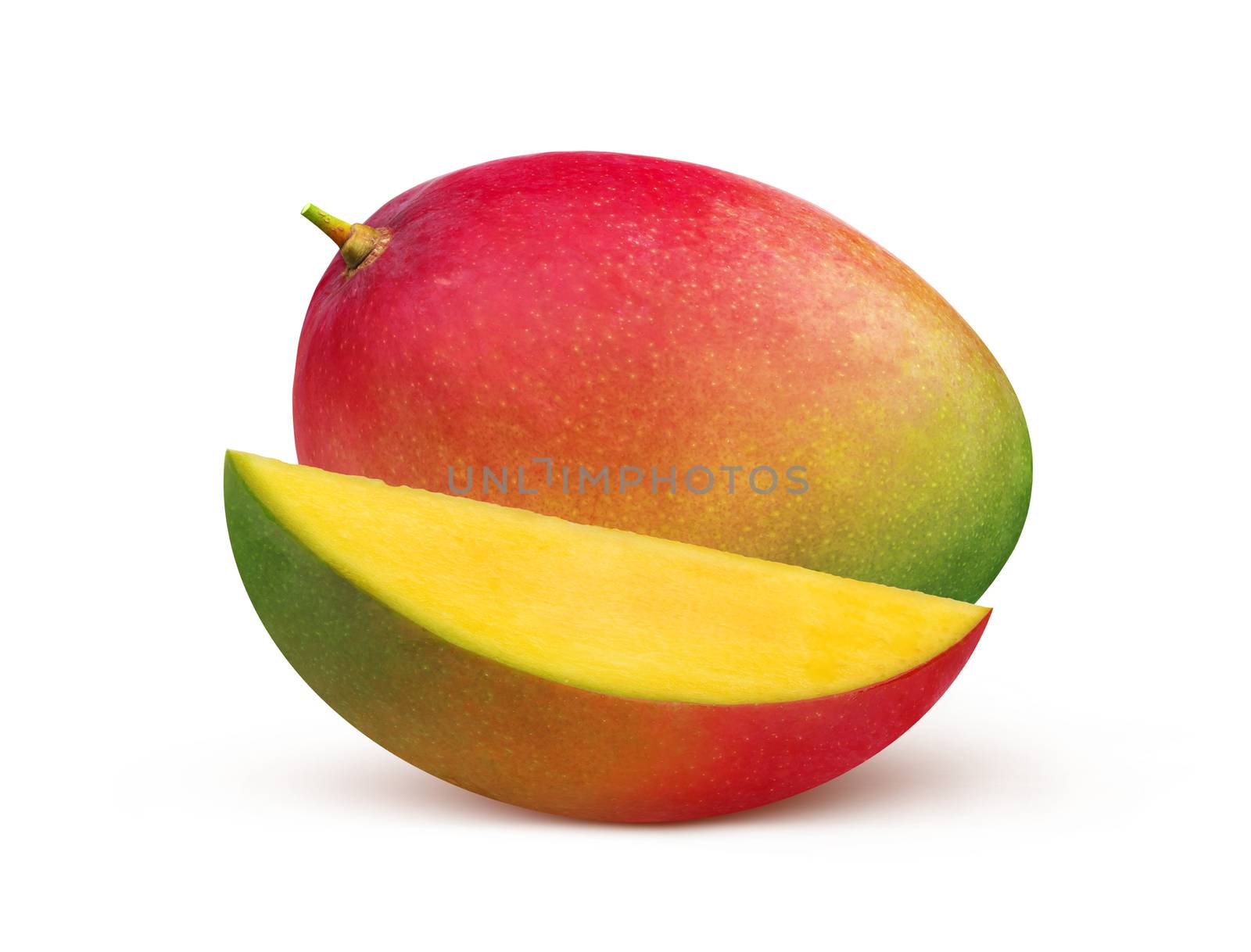 Mango fruit isolated on white background with clipping path