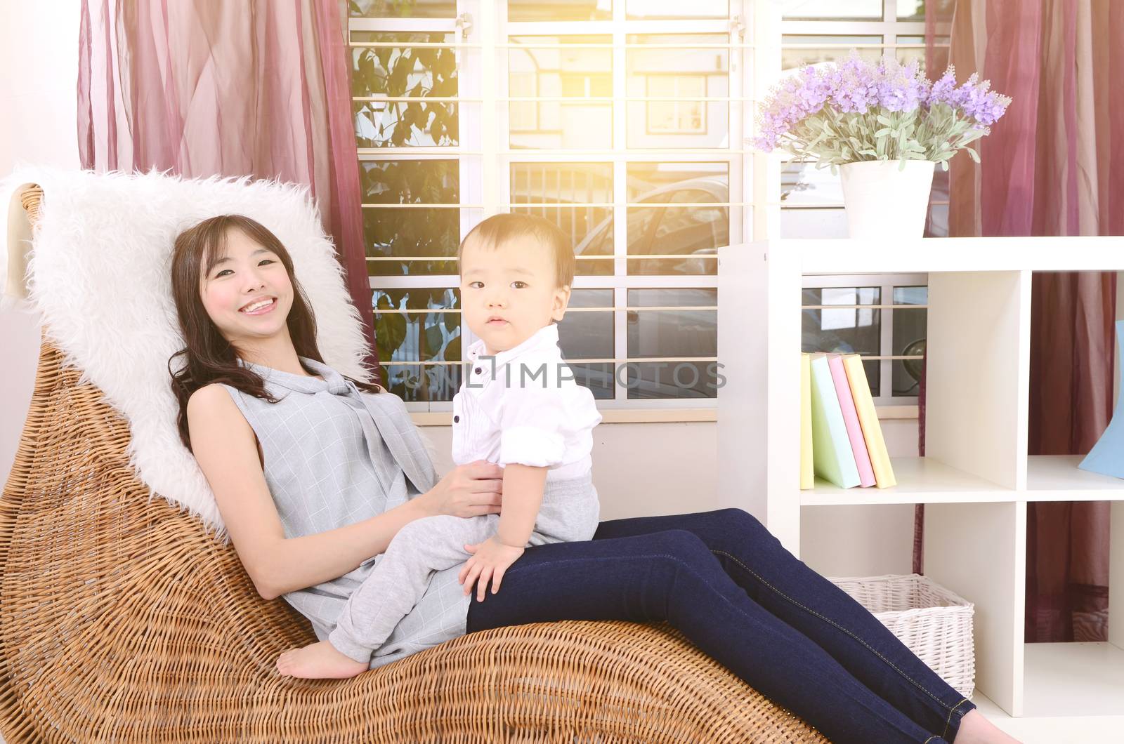 Asian mother and his cute little boy