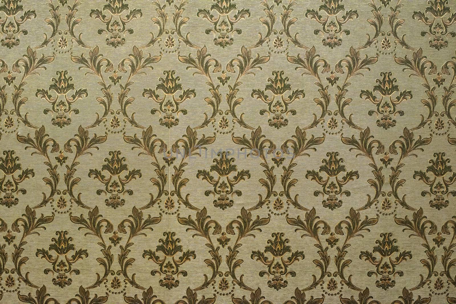 Victorian style vintage pattern on wall. Ornamental background wallpaper. Pastel tones.