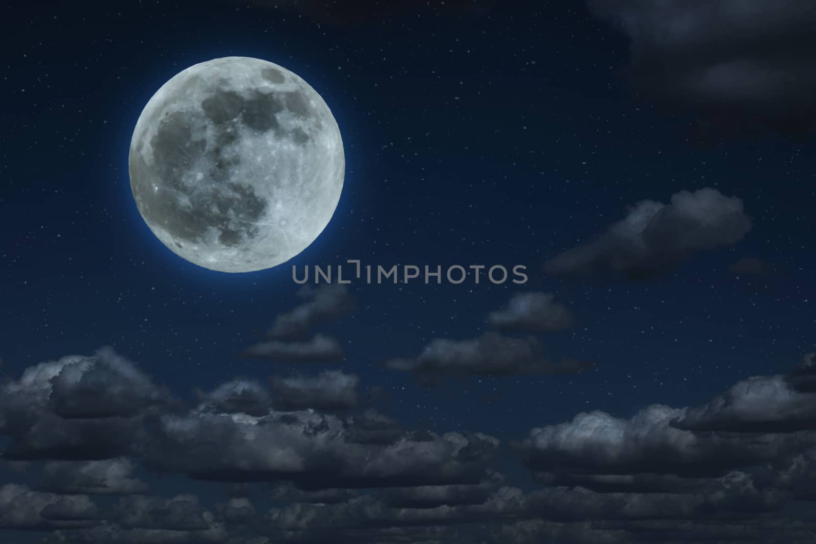 Moon and clouds in the night. Moonlight background.  by deyan_georgiev
