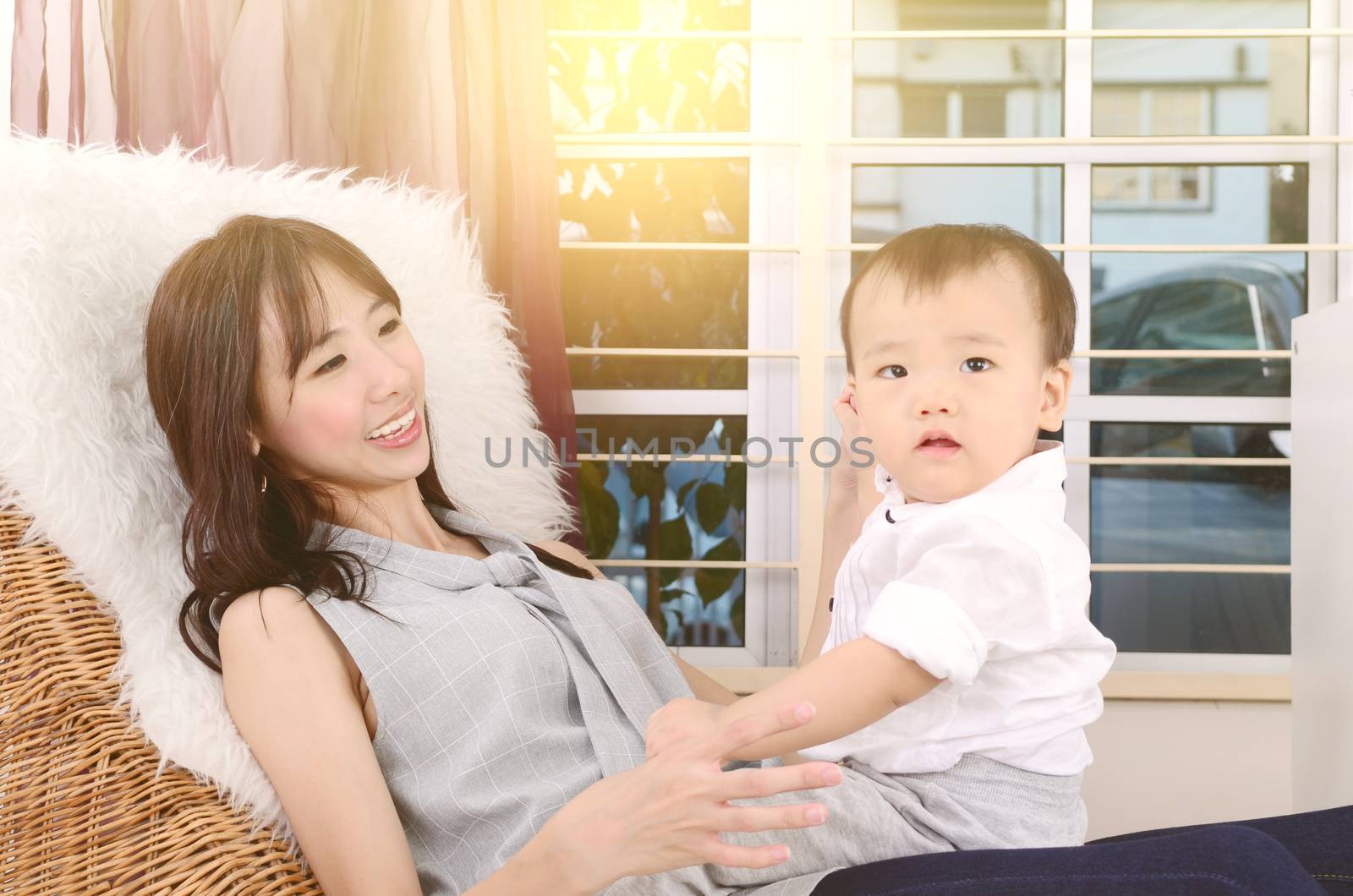 Asian mother and his cute little boy