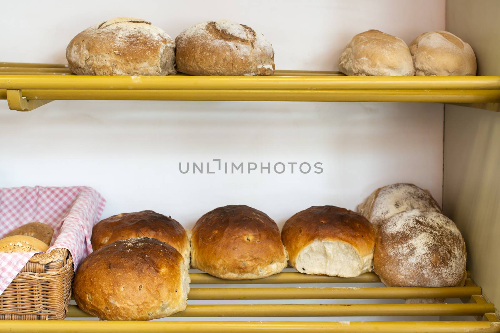 Bread in bakery shelf.  by deyan_georgiev