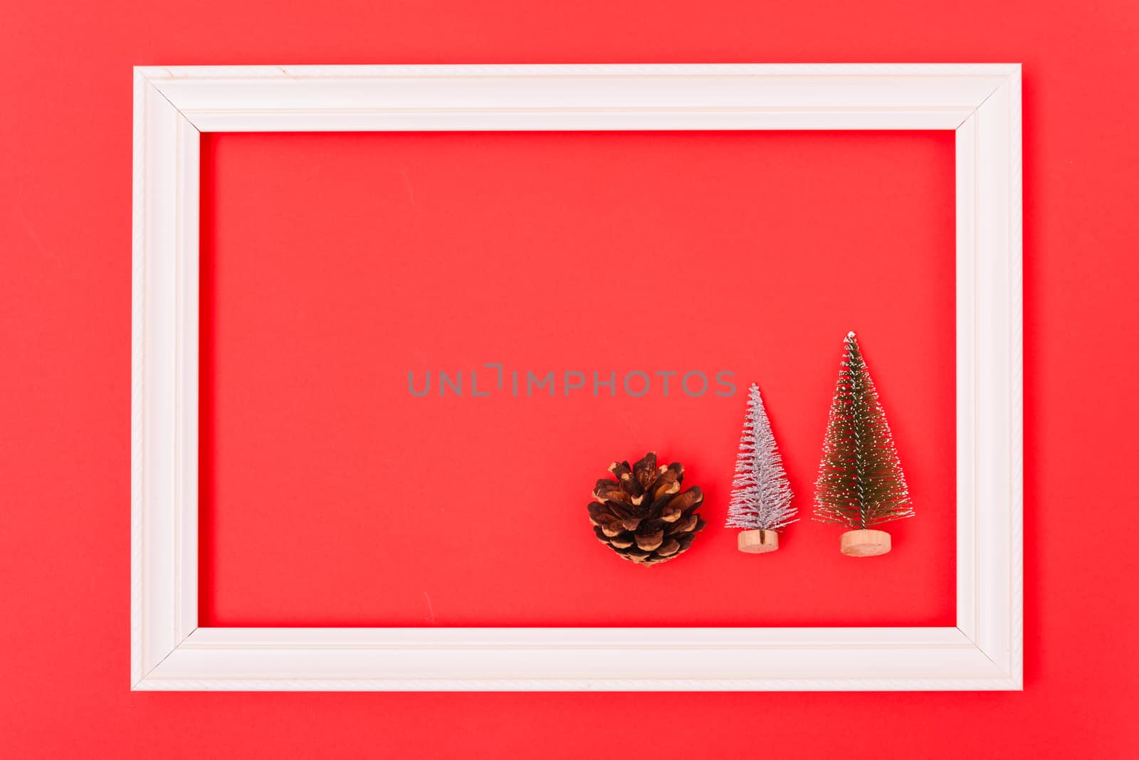 New Year, Christmas Xmas holiday composition, Top view green fir by Sorapop