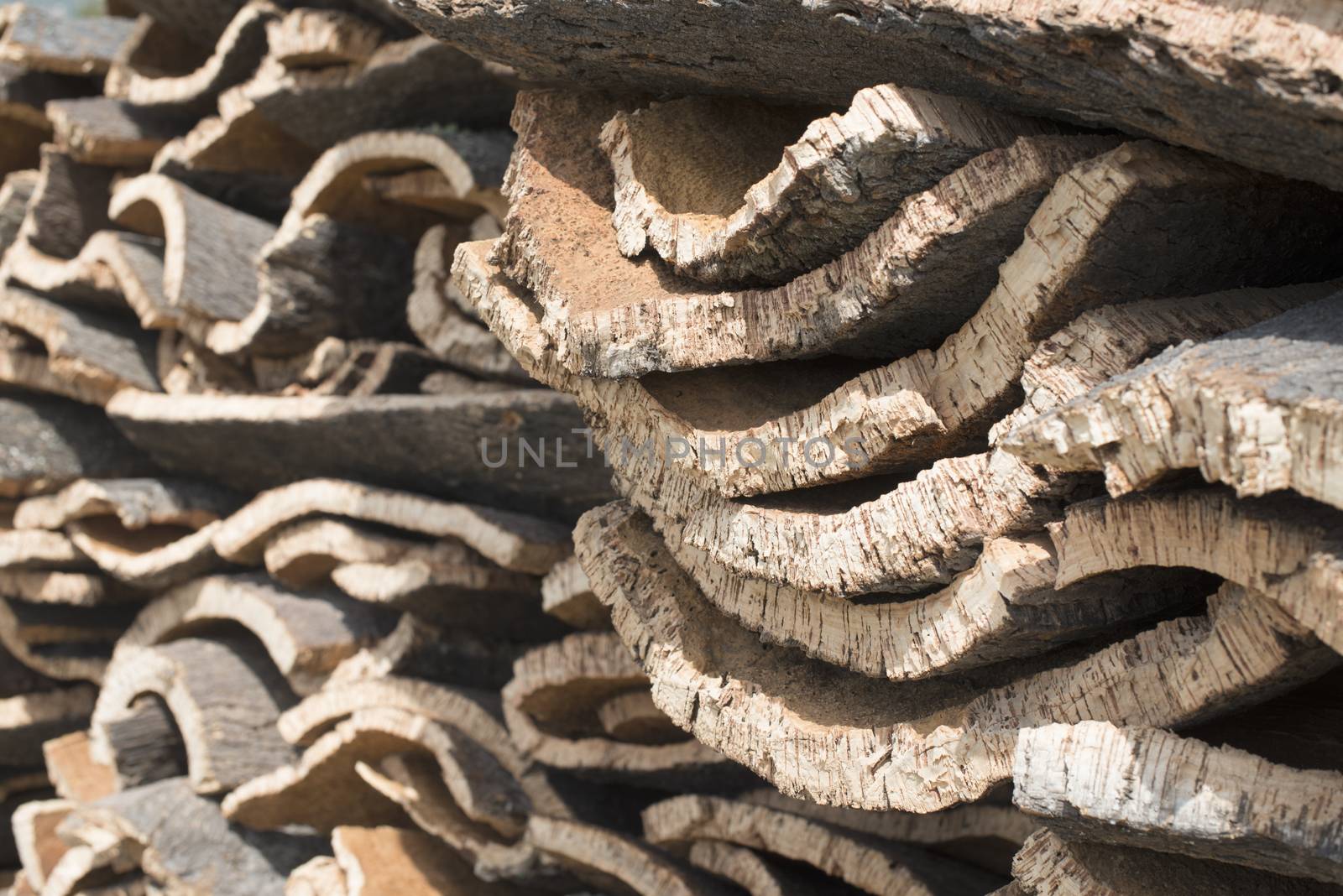 Pile of bark from cork  by deyan_georgiev